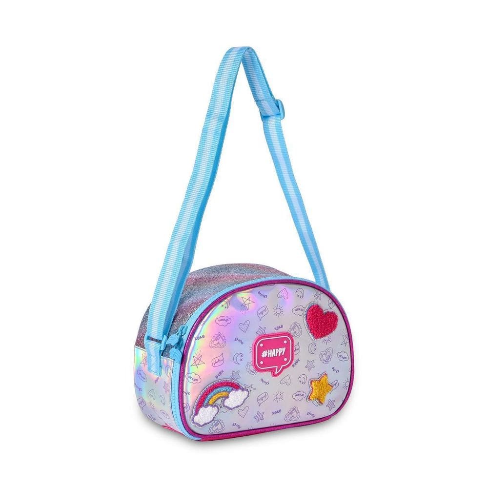 Lancheira Térmica Holográfica Happy Meninas Infantil - Azul