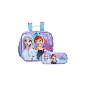 Kit Escolar Lancheira Térmica + Estojo Duplo Frozen