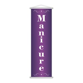 Banner Manicure Salão De Beleza Serviço Lona Roxo 100X30Cm