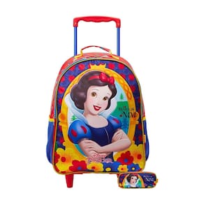 Kit Escolar Branca De Neve Mochila Com Rodas + Estojo Duplo