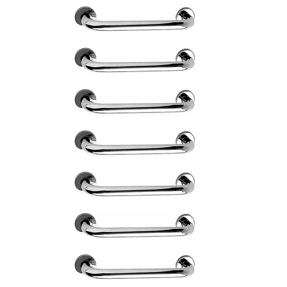 Barra de Apoio Inox 40cm Kit 7 Unidades Alça de Segurança Banheiro Box Idoso Cadeirante Deficiente Acessibilidade Suporte