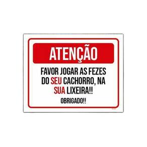 Placa Favor Jogar Fezes Cachorro Na Lixeira 18x23cm 3un