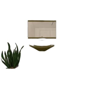 Gabinete De Vidro 60Cm Ac Cuba Quadrada - Ouro Envelhecido