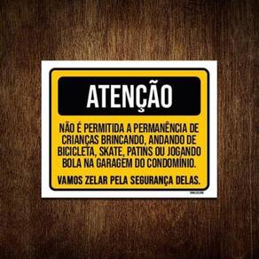 Kit 3 Placas Atenção Vamos Zelar Segurança Crianças Garagem
