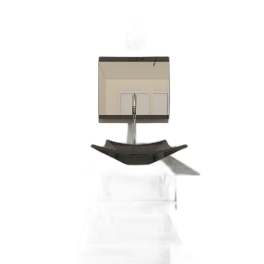 Gabinete De Vidro 45Cm Iq Inox Com Cuba Quadrada - Grafite
