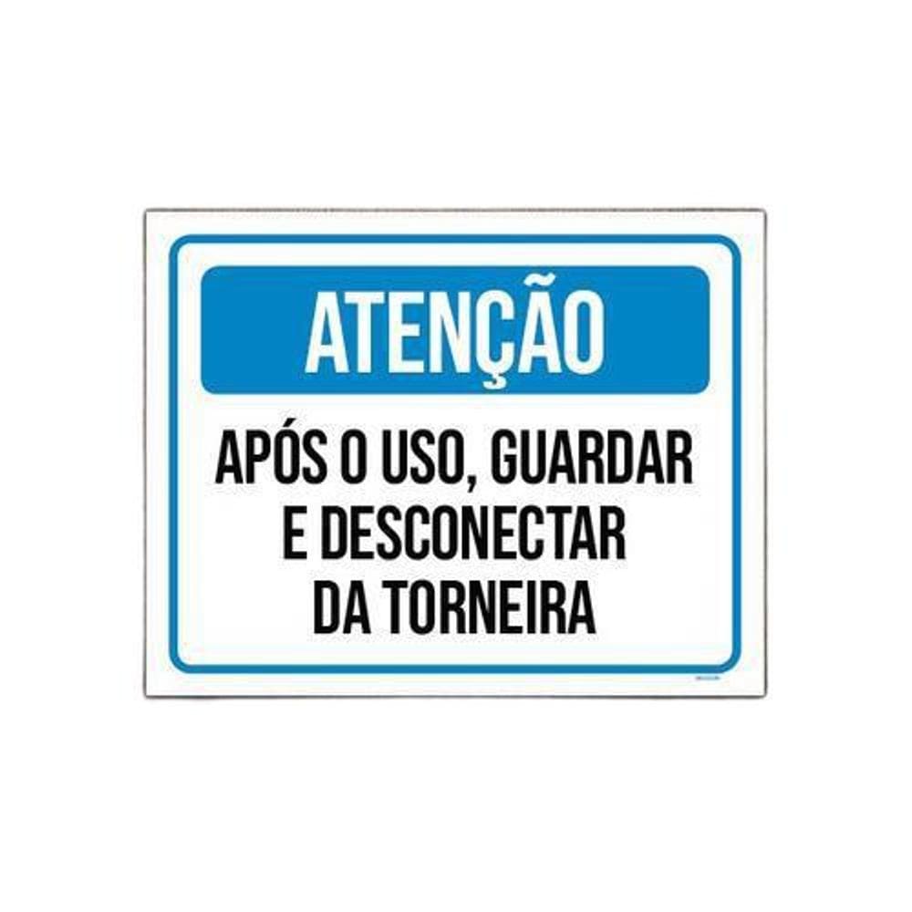 Kit 3 Placas Atenção Guardar Desconectar Torneira
