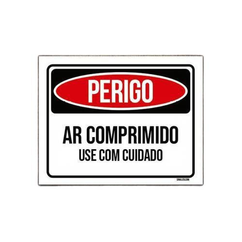 Kit 10 Placas Sinalização - Perigo Ar Comprimido Use Cuidado