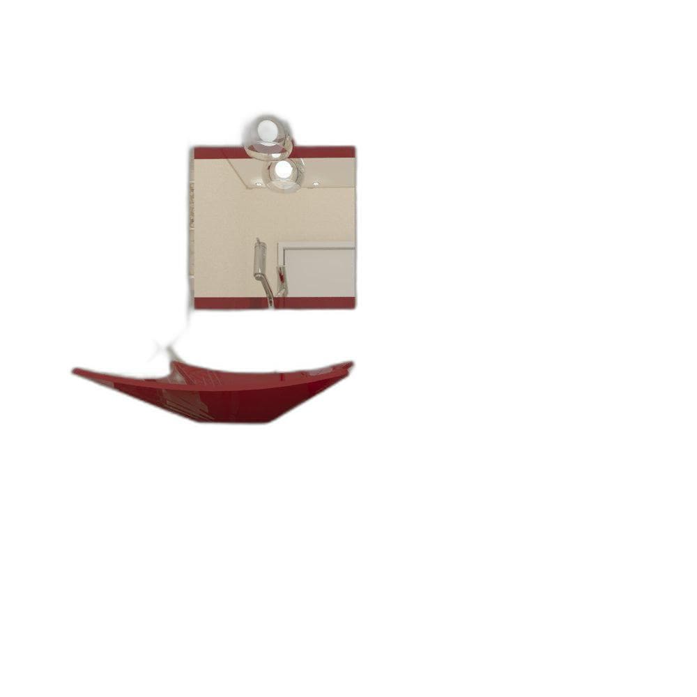 Gabinete De Vidro 45Cm Inox Cuba Retangular Vermelho Cereja
