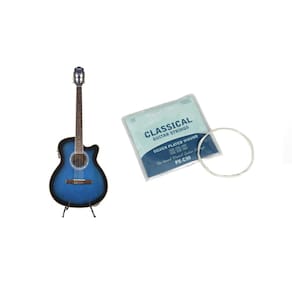 Kit Violão Land Eletrico Nylon Azul + Encordoamento