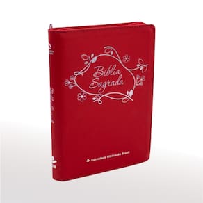 Bíblia Sagrada Linha Ouro Capa Sintética com Zíper Vermelha