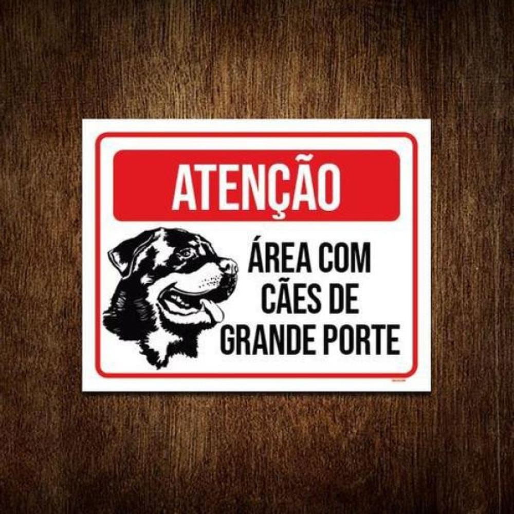 Kit 5 Placas - Atenção Área Com Cães Grande Porte