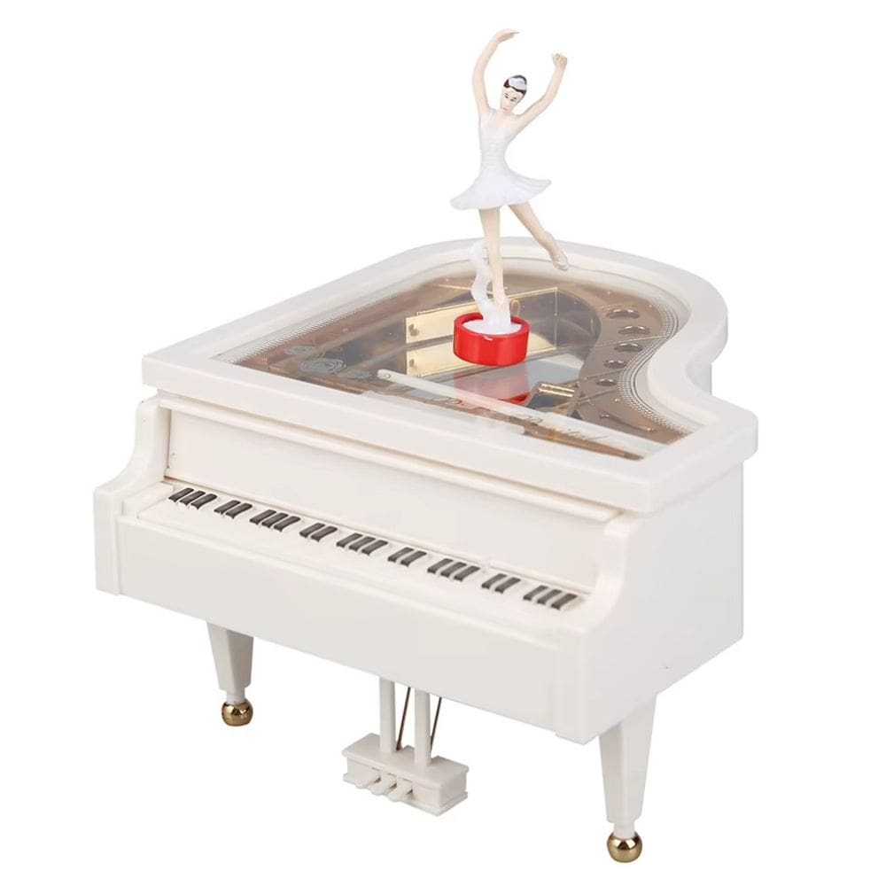 Caixinha de Música Retrô Decoração Vintage Piano Bailarina - C - Branco