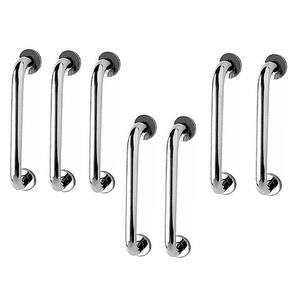 Barra de Apoio 40cm Aço Inox Kit 7 Unidades Idoso Deficiente Cadeirante Casa Suporte Banheiro Box Corrimao Segurança Acessibilidade