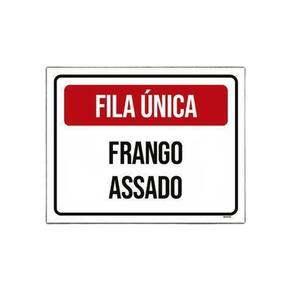 Placa Sinalização Fila Única Frango Assado 18x23cm 5un