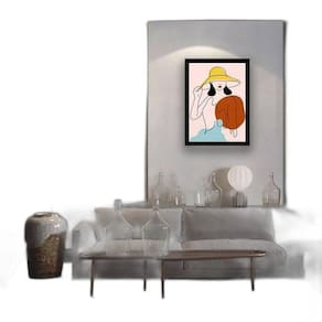 Quadro Figurativo Série Mulher Verão 3 24X18Cm - Com Vidro
