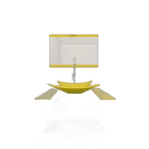 Gabinete Vidro 60Cm Inox Cuba Retangular Amarelo + Torneira