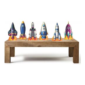 Astronauta Foguetes Kit 6 Displays Totens De Decoração Festa