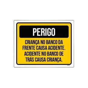 Placa Perigo Criança Banco Da Frente Acidente 18x23cm 10un