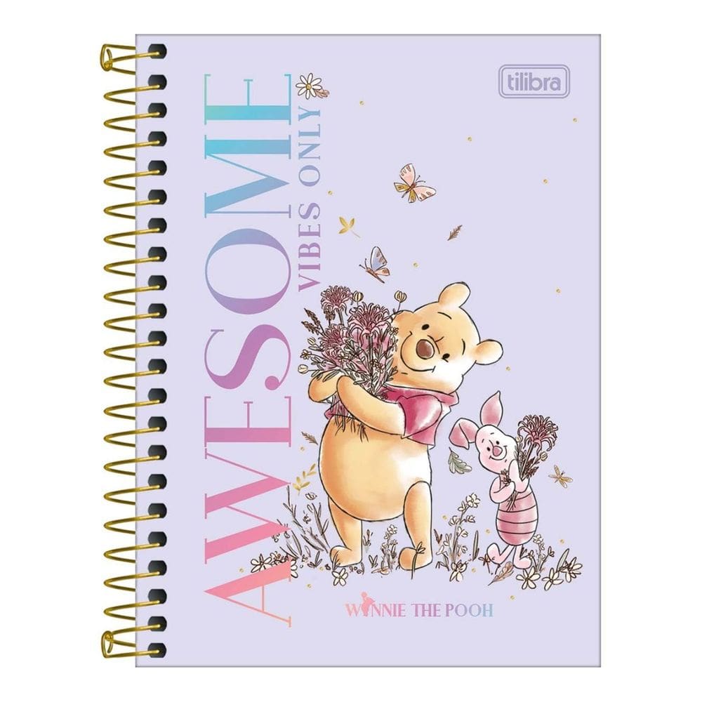 Caderneta (PEQUENA) Espiral Capa Dura 1/8 Ursinho Pooh 11x15,4cm 80 Folhas Tilibra