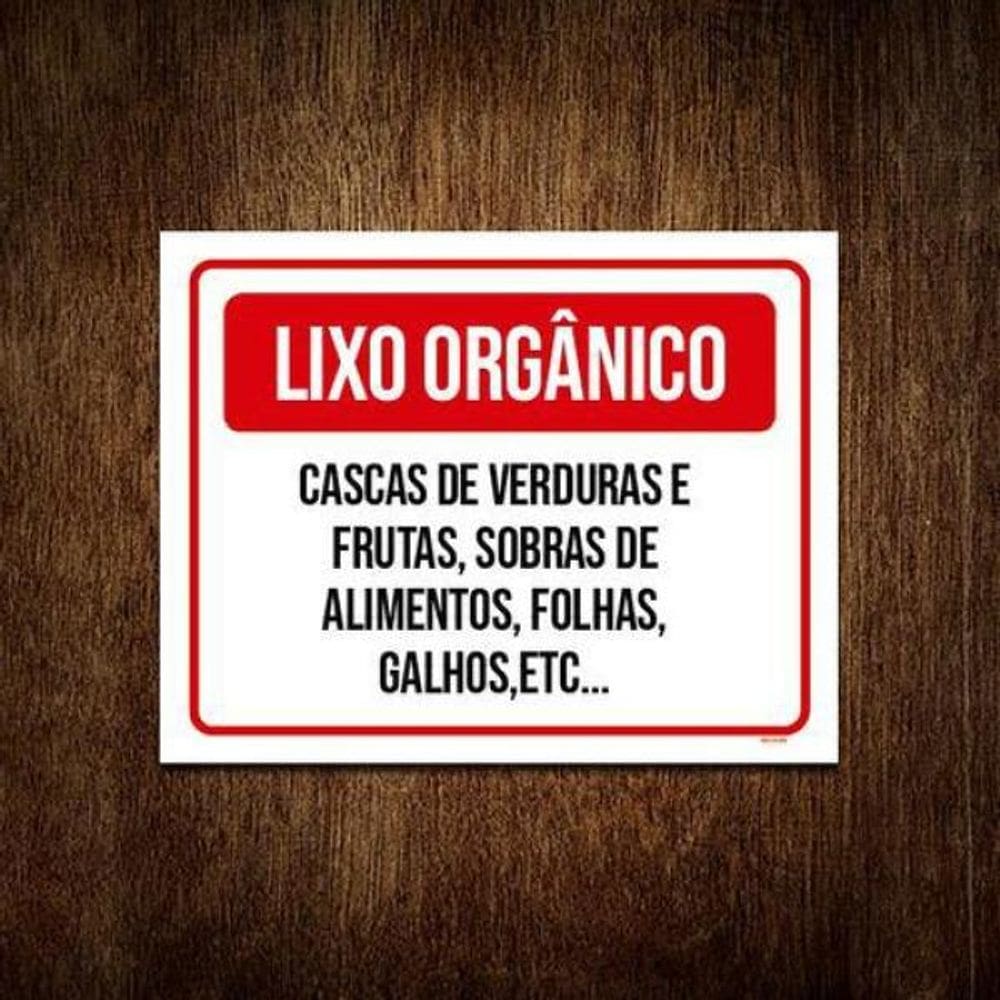 Placa Lixo Orgânico Cascas Verduras Frutas 18x23 3un