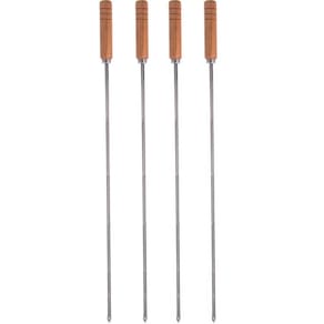 4 Espetos Kort Simples para Churrasco de Aço Inox e Madeira 85cm Domama