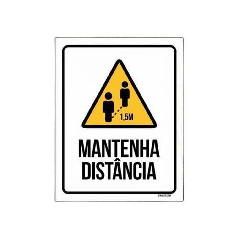 Placa - Mantenha Distância Na Fila Prevenção 36X46