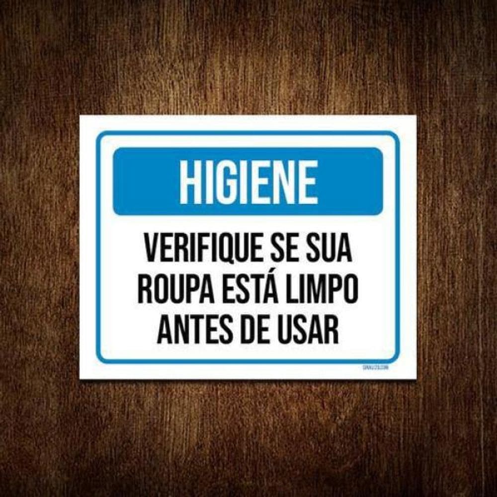 Kit 3 Placas Higiene Verifique Sua Roupa Está Limpa