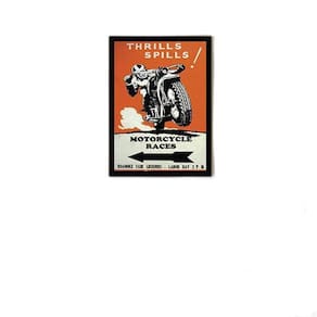 Quadro Decorativo Cartaz Retrô Motorcycle Races 45X34Cm