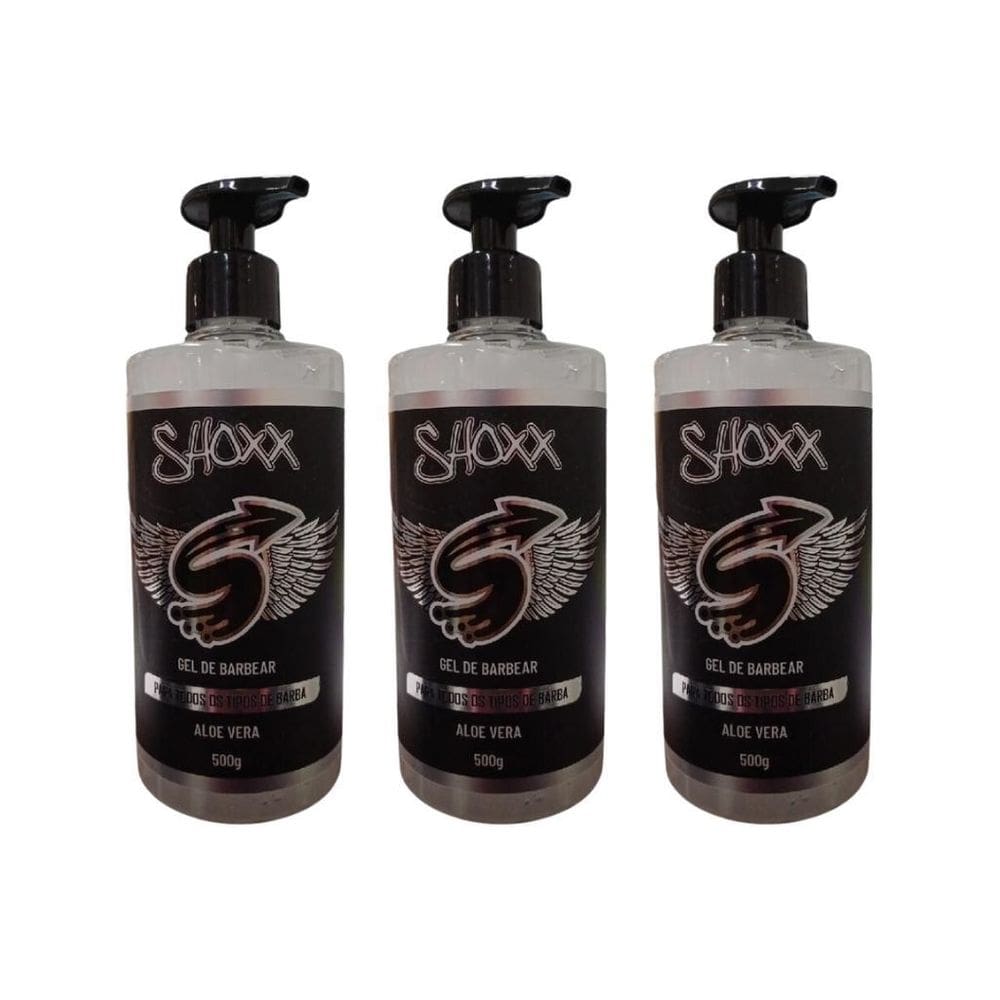 Gel De Barbear Shoxx 500G Aloe Vera - Kit Com 3Un