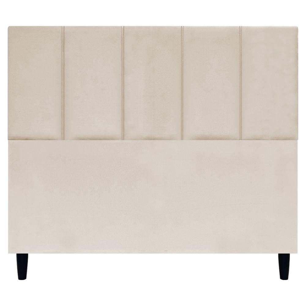 Cabeceira Decorativa Classic Para Cama De Casal 140 Cm Suede Bege Suede