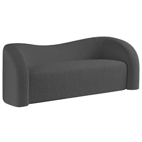 Sofá Curvo 3 Lugares Orgânico Sala Recepção Coréia 200cm Linho Cinza