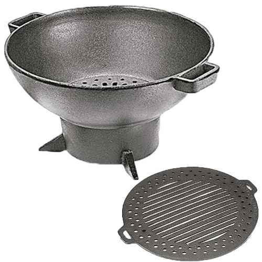 Churrasqueira E Fogareiro Redondo 32cm Com Grelha Reta