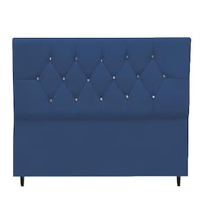 Cabeceira Cama Box Estofada Queen Size 160 Cm Suede Madri azul Marinho