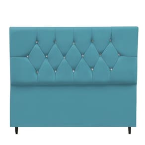 Cabeceira Cama Box Solteiro 90 Cm Geovana Suede azul Turquesa