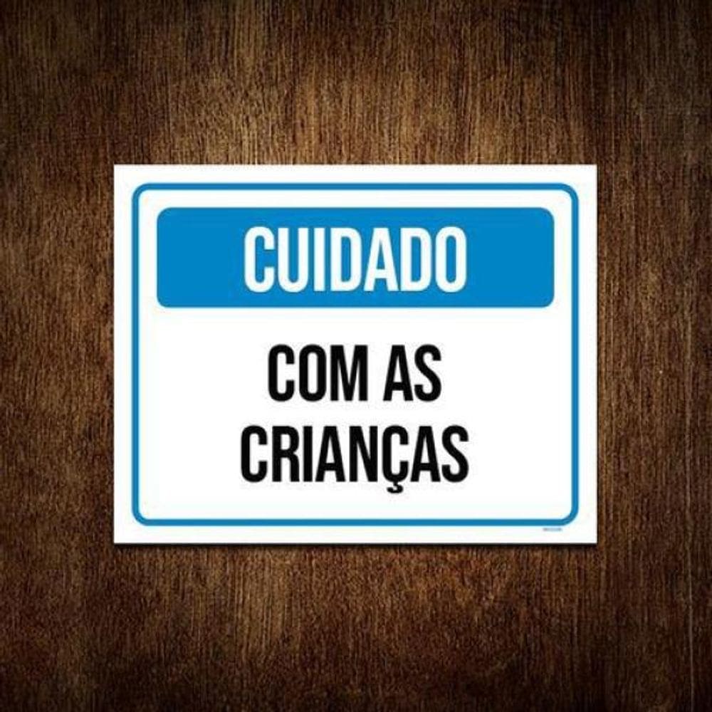 Kit 5 Placas Sinalização - Cuidado Com As Crianças