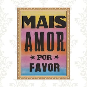 Quadro Moldura Dourada Mais Amor Por Favor 45X34Cm