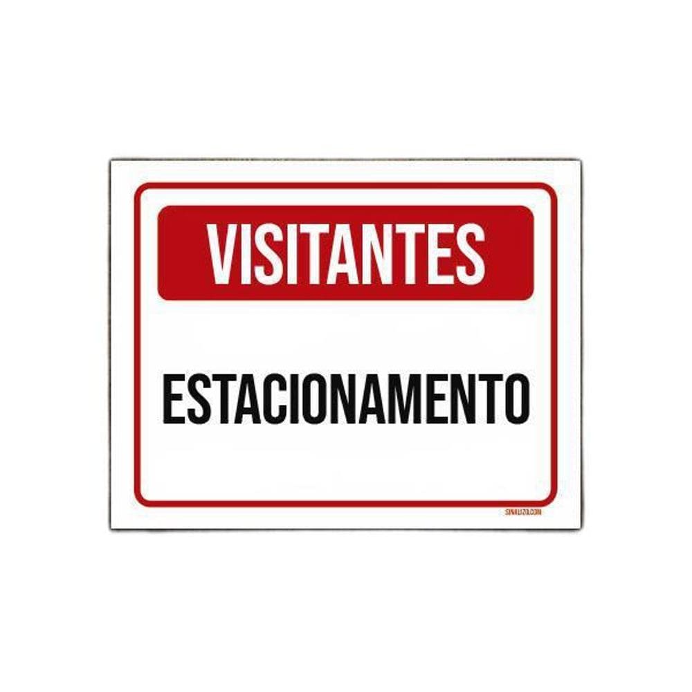 Placa De Sinalização - Visitantes Estacionamento 18X23