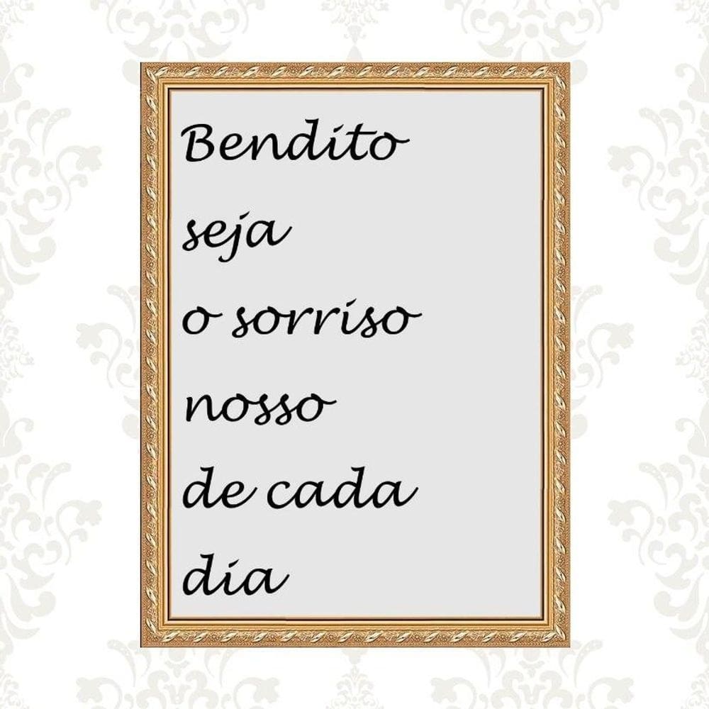 Quadro Moldura Dourada Bendito Seja O Sorriso 33X24Cm