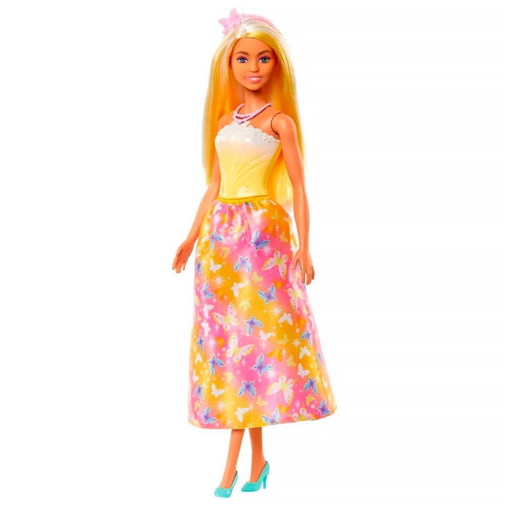 Boneca Barbie Princesa Fantasy Vestidos Sonhos Amarela HRR07 HRR09 - Mattel