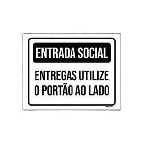 Placa Entrada Social Entrega Utilizar Ao Lado 18x23cm 5un