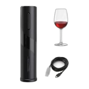 Abridor De Vinhos Saca Rolha Recarregável Usb Gourmet Preto