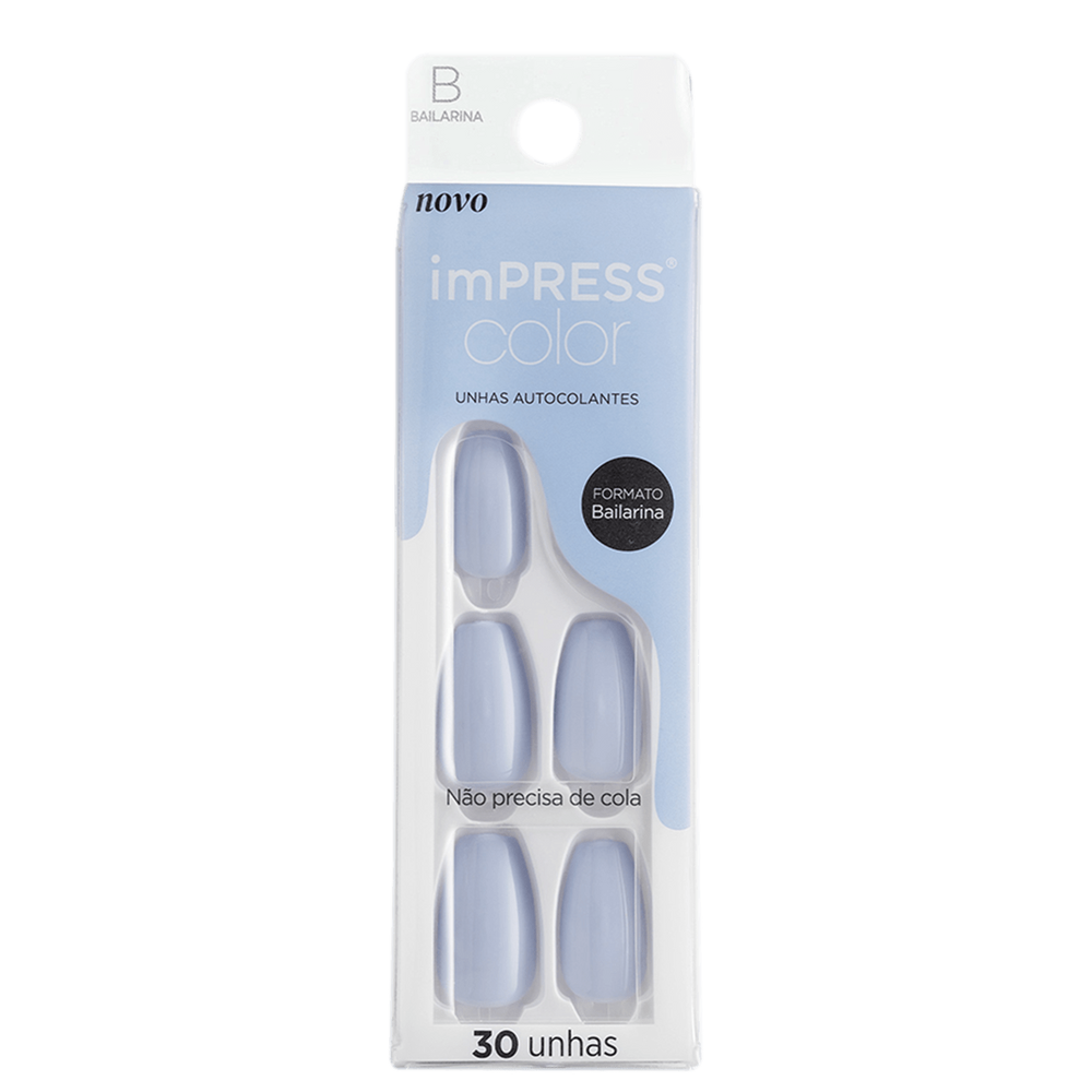 Kiss New York Impress Color Bailarina Cloudless - Unhas Postiças Autocolantes (30 Unidades)