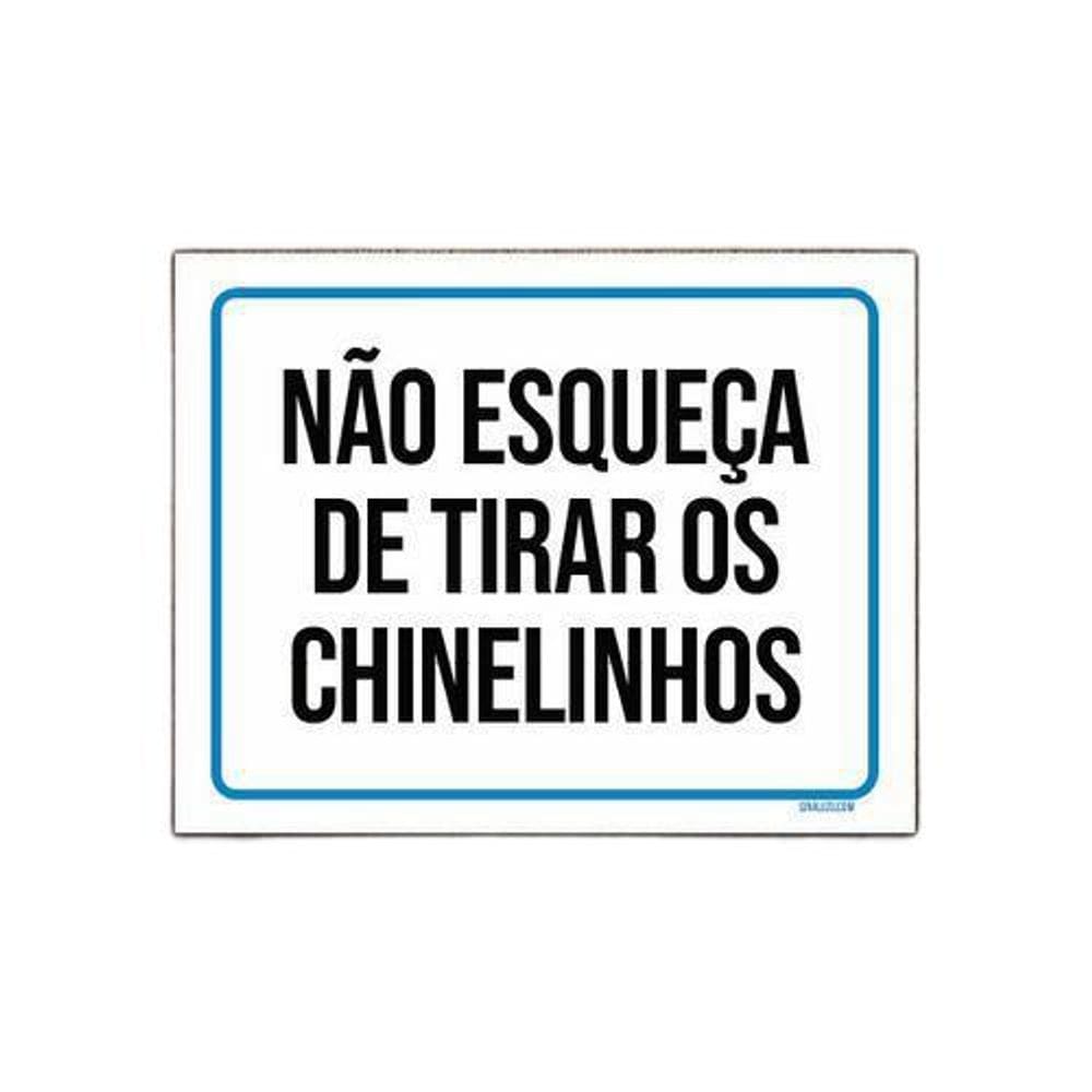 Placa Sinalização Não Esquece Tirar Chinelos 18x23cm 3un