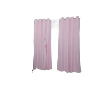 Cortina Oxford Rosa-Bebê Com Voil Xadrez Sala/Quarto 300X250