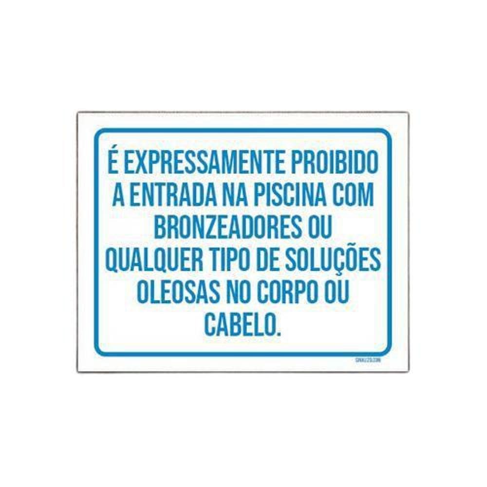 Kit 10 Placas Não Entra Piscina Bronzeador Soluções Oleosas