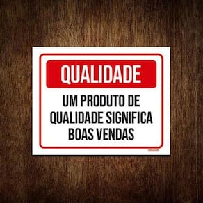 Kit 5 Placas Qualidade Produto Significa Boas Vendas