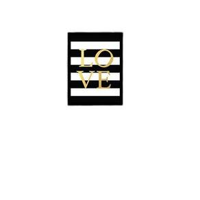 Quadro Love - Fundo Listrado 24X18 Com Vidro - Preta