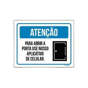 Placa Sinalização Atenção Abrir Porta Use Aplicativo 36X46