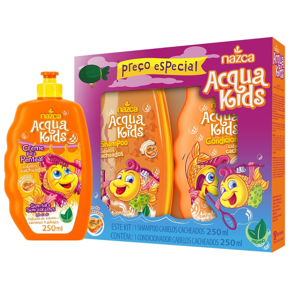 Kit Nazca Cabelos Cacheados Acqua Kids 3 Itens