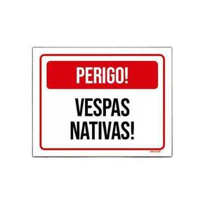 Placa Sinalização Perigo Vespas Nativas 18x23cm 5un